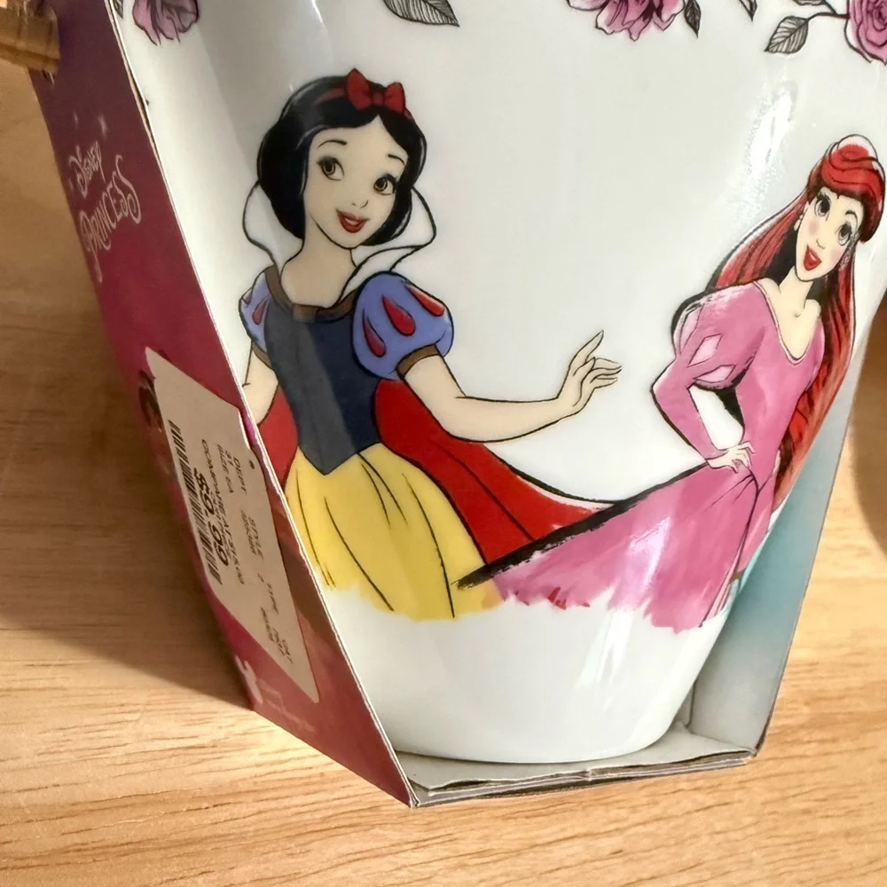 Disney Princess Floral Ramen Bowl with Chopsticks ceramic Tiana Belle Aurora